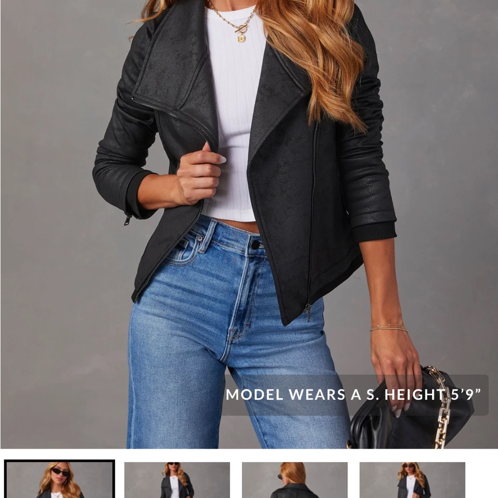 Dance & Marvel Black Faux Leather Jacket Sleek Modern Silhouette